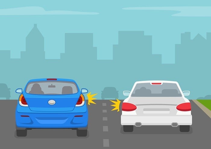 車線変更時の接触事故を防ぐための防衛運転のイメージイラスト